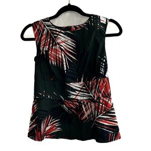 Trenery Red and green Leaf Print Top